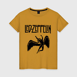 Футболка хлопковая женская Led Zeppelin, цвет: горчичный