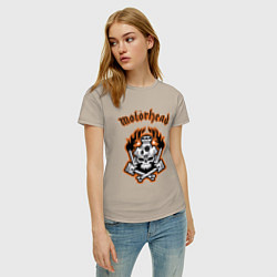 Футболка хлопковая женская Motorhead, цвет: миндальный — фото 2