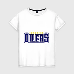Футболка хлопковая женская HC Edmonton Oilers Sign, цвет: белый