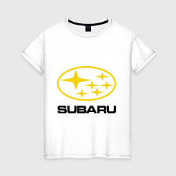 Футболка хлопковая женская Subaru Logo, цвет: белый