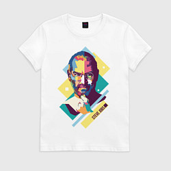 Футболка хлопковая женская Steve Jobs Art, цвет: белый