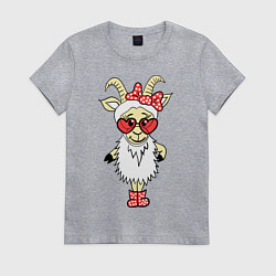 Футболка хлопковая женская Козочка, цвет: меланж