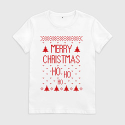 Футболка хлопковая женская Merry christmas, цвет: белый
