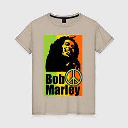 Футболка хлопковая женская Bob Marley: Jamaica, цвет: миндальный