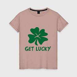 Футболка хлопковая женская Get lucky, цвет: пыльно-розовый