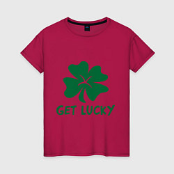 Футболка хлопковая женская Get lucky, цвет: маджента