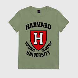 Футболка хлопковая женская Harvard University, цвет: авокадо