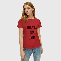Футболка хлопковая женская Skate or die, цвет: красный — фото 2