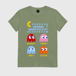 Футболка хлопковая женская Pac-Man: Usual Suspects, цвет: авокадо