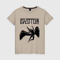 Футболка хлопковая женская Led Zeppelin Swan, цвет: миндальный