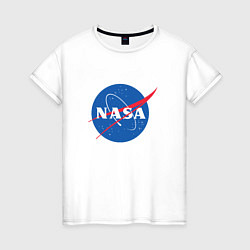 Футболка хлопковая женская NASA: Logo, цвет: белый