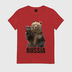 Футболка хлопковая женская Russia: Poly Bear, цвет: красный