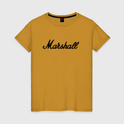 Футболка хлопковая женская Marshall logo, цвет: горчичный