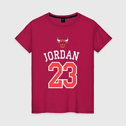 Футболка хлопковая женская Jordan 23, цвет: маджента