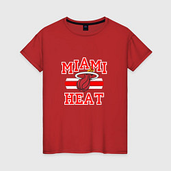 Футболка хлопковая женская Miami Heat, цвет: красный