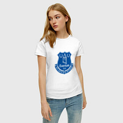 Футболка хлопковая женская Эвертон logo - nil satis nisi optimum, цвет: белый — фото 2