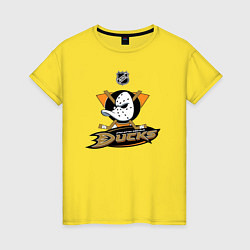 Футболка хлопковая женская NHL: Anaheim Ducks, цвет: желтый