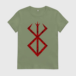 Футболка хлопковая женская Берсерк. Клеймо, цвет: авокадо