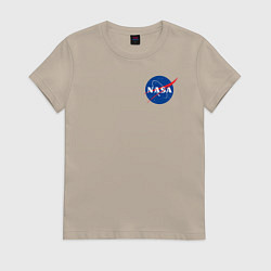 Футболка хлопковая женская NASA, цвет: миндальный