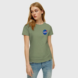 Футболка хлопковая женская NASA, цвет: авокадо — фото 2