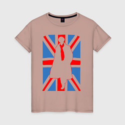 Футболка хлопковая женская Sherlock Holmes Union Jack, цвет: пыльно-розовый