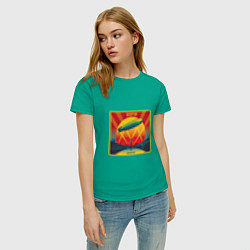 Футболка хлопковая женская Led Zeppelin, цвет: зеленый — фото 2