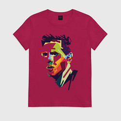 Футболка хлопковая женская Lionel Messi: fun-art, цвет: маджента