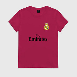 Футболка хлопковая женская Real Madrid: Fly Emirates, цвет: маджента