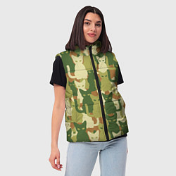 Женский жилет Камуфляж- зелёные кошки, цвет: 3D-черный — фото 2