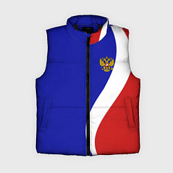 Женский жилет Герб РФ Триколор, цвет: 3D-черный