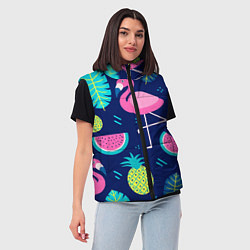 Женский жилет Фруктовый фламинго, цвет: 3D-светло-серый — фото 2