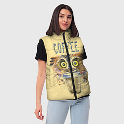 Женский жилет Owls like coffee, цвет: 3D-черный — фото 2