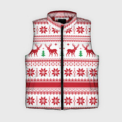 Женский жилет Новогодние олени, цвет: 3D-красный
