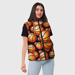 Женский жилет Баскетбольные яркие мячи, цвет: 3D-черный — фото 2