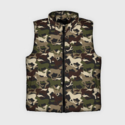 Женский жилет Камуфляж - лошади, цвет: 3D-черный