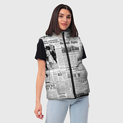 Женский жилет Газета Newspaper, цвет: 3D-светло-серый — фото 2