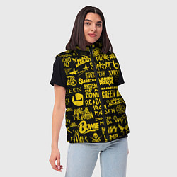 Женский жилет Логотипы рок групп GOLD, цвет: 3D-светло-серый — фото 2