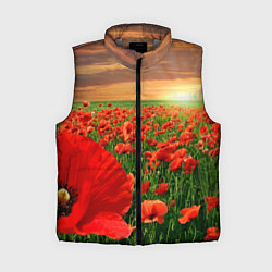 Женский жилет Красный мак на закате