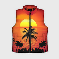 Женский жилет Пальмы на фоне моря, цвет: 3D-черный