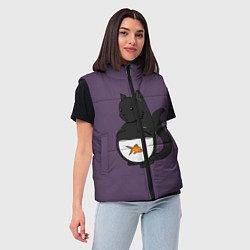 Женский жилет Довольный кот, цвет: 3D-светло-серый — фото 2