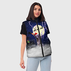 Женский жилет Новогодний Кот, цвет: 3D-красный — фото 2