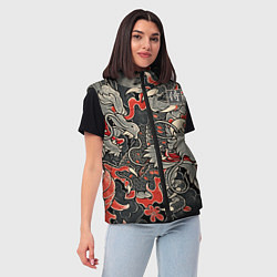 Женский жилет Самурай Якудза, драконы, цвет: 3D-светло-серый — фото 2