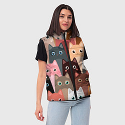 Женский жилет Котики мультяшные, цвет: 3D-черный — фото 2