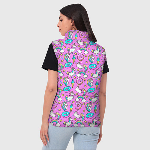 Женский жилет Единороги и пончики / 3D-Светло-серый – фото 4
