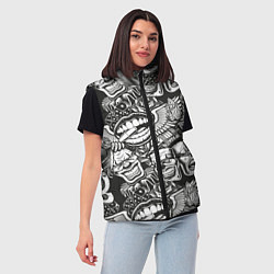 Женский жилет Тату ретро, цвет: 3D-черный — фото 2