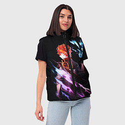 Женский жилет ТАРТАЛЬЯ - GENSHIN IMPACT NEON, цвет: 3D-красный — фото 2