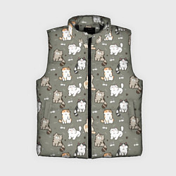 Женский жилет Кошечки с рыбками, цвет: 3D-черный