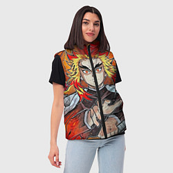 Женский жилет Ренгоку Клинок демонов, цвет: 3D-черный — фото 2