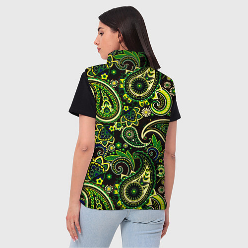 Женский жилет Ярко зеленые славянские узоры / 3D-Светло-серый – фото 4