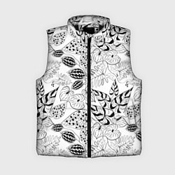 Женский жилет Черно-белый узор Тропики, цвет: 3D-черный